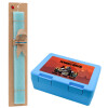 Easter Set, children's snack container BLUE & Easter aromatic flat candle (30cm) (TURQUOISE)