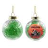 Transparent Christmas tree ball ornament with green filling 8cm