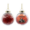 Transparent Christmas tree ball ornament with red filling 8cm