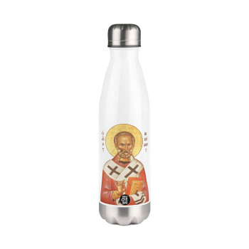 Saint Nicholas orthodox , Metal mug thermos White (Stainless steel), double wall, 500ml