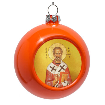 Saint Nicholas orthodox , Orange Christmas tree ornament bauble 8cm