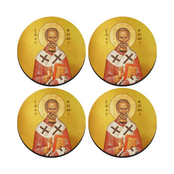 Saint Nicholas orthodox , SET of 4 round wooden coasters (9cm)