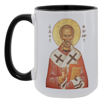 Saint Nicholas orthodox , Κούπα Mega 15oz, κεραμική Μαύρη, 450ml