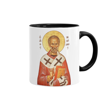 Saint Nicholas orthodox , Mug colored black, ceramic, 330ml