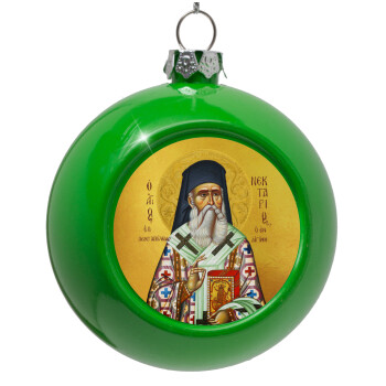 Saint Nektarios, Green Christmas tree ornament bauble 8cm