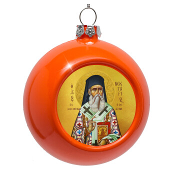 Saint Nektarios, Orange Christmas tree ornament bauble 8cm