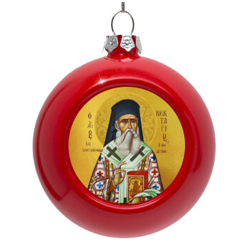 Saint Nektarios, Red Christmas tree ornament bauble 8cm