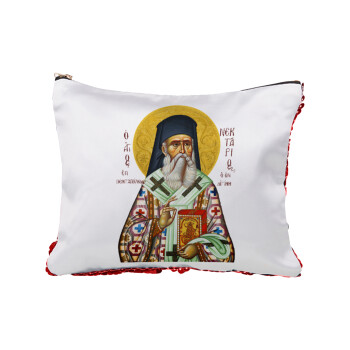 Saint Nektarios, Red sequin cosmetic bag