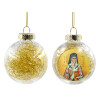 Transparent Christmas tree ball ornament with gold filling 8cm