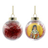 Transparent Christmas tree ball ornament with red filling 8cm