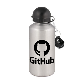 GitHub, Μεταλλικό παγούρι νερού, Ασημένιο, αλουμινίου 500ml