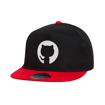 GitHub, Καπέλο παιδικό Flat Snapback, Μαύρο/Κόκκινο (100% ΒΑΜΒΑΚΕΡΟ, ΠΑΙΔΙΚΟ, UNISEX, ONE SIZE)