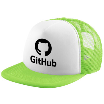 GitHub, Child's Soft Trucker Hat with Green/White Mesh (POLYESTER, CHILDREN'S, ONE SIZE)