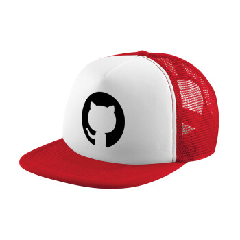 GitHub, Adult Soft Trucker Hat with Red/White Mesh (POLYESTER, ADULT, UNISEX, ONE SIZE)