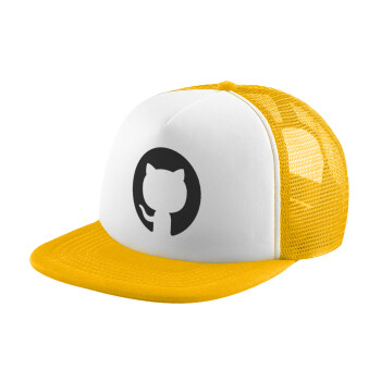 GitHub, Adult Soft Trucker Hat with Yellow/White Mesh (POLYESTER, ADULT, UNISEX, ONE SIZE)