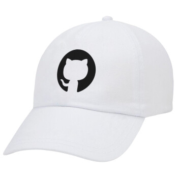 GitHub, Adult Baseball Cap White 5-panel (POLYESTER, ADULT, UNISEX, ONE SIZE)