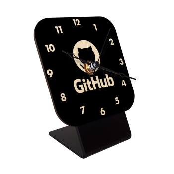 GitHub, Quartz Table clock in natural wood (10cm)