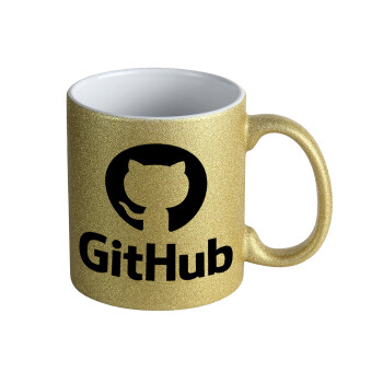 GitHub, Κούπα Χρυσή Glitter που γυαλίζει, κεραμική, 330ml