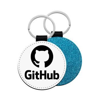 GitHub, Μπρελόκ Δερματίνη, στρογγυλό ΜΠΛΕ (5cm)