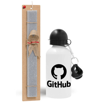 GitHub, Easter Set, metallic aluminum water bottle (500ml) & aromatic flat Easter candle (30cm) (GRAY)