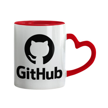GitHub, Mug heart red handle, ceramic, 330ml