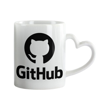 GitHub, Κούπα καρδιά χερούλι λευκή, κεραμική, 330ml