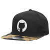 Adult Flat Snapback Hat Black/Camouflage, (100% COTTON TWILL, ADULT, UNISEX, ONE SIZE)