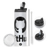 Travel Tumbler θερμό με διπλό καπάκι, μεταλλικό καλαμάκι και βούρτσα καθαρισμού (Ανωξείδωτο 304 Food grade, BPA free, 600ml)