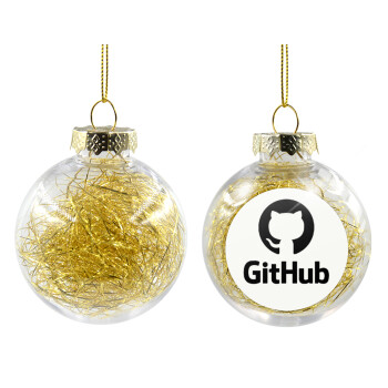 GitHub, Χριστουγεννιάτικη μπάλα δένδρου διάφανη με χρυσό γέμισμα 8cm
