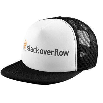 StackOverflow, Adult Soft Trucker Hat with Black/White Mesh (POLYESTER, ADULT, UNISEX, ONE SIZE)