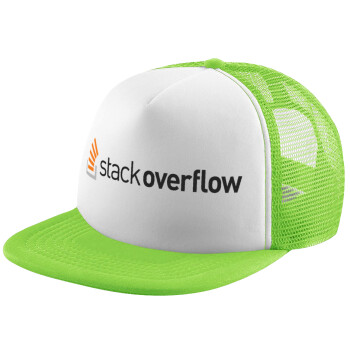 StackOverflow, Child's Soft Trucker Hat with Green/White Mesh (POLYESTER, CHILDREN'S, ONE SIZE)