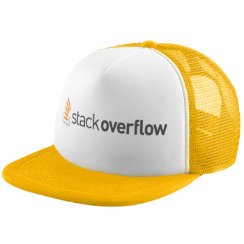 StackOverflow, Adult Soft Trucker Hat with Yellow/White Mesh (POLYESTER, ADULT, UNISEX, ONE SIZE)