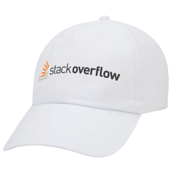 StackOverflow, Adult Baseball Cap White 5-panel (POLYESTER, ADULT, UNISEX, ONE SIZE)