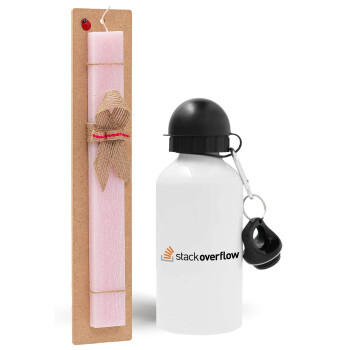 StackOverflow, Easter Set, metallic aluminum bottle (500ml) & aromatic flat Easter candle (30cm) (PINK)