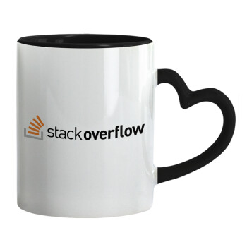 StackOverflow, Κούπα καρδιά χερούλι μαύρη, κεραμική, 330ml
