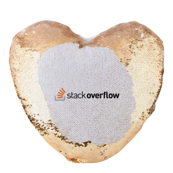 StackOverflow, Μαξιλάρι καναπέ καρδιά Μαγικό Χρυσό με πούλιες 40x40cm περιέχεται το  γέμισμα