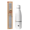 Easter Set, metallic stainless thermos bottle (500ml) & scented flat Easter candle (30cm) (GRAY)