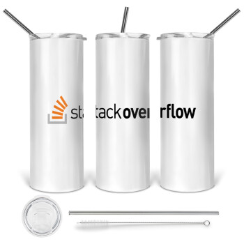 StackOverflow, Tumbler stainless steel 600ml, with metal straw & cleaning brush