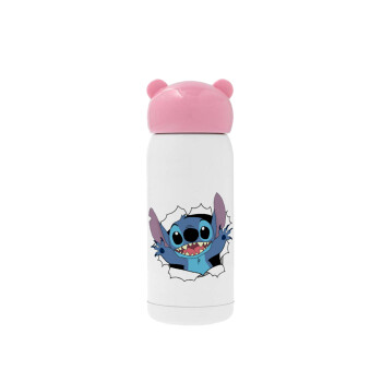 Stitch hello!!!, Pink stainless steel thermal flask, 320ml