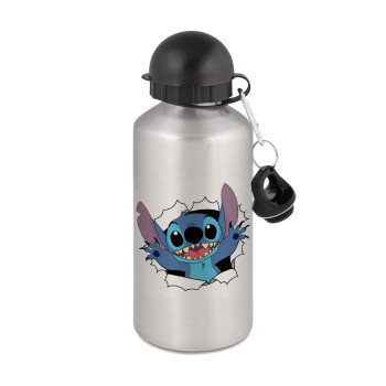 Stitch hello!!!, Metallic water jug, Silver, aluminum 500ml