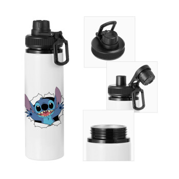 Stitch hello!!!, Metal water bottle with safety cap, aluminum 850ml