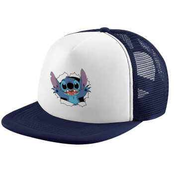 Stitch hello!!!, Καπέλο Ενηλίκων Soft Trucker με Δίχτυ Dark Blue/White (POLYESTER, ΕΝΗΛΙΚΩΝ, UNISEX, ONE SIZE)