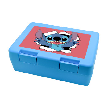 Stitch hello!!!, Children's cookie container LIGHT BLUE 185x128x65mm (BPA free plastic)