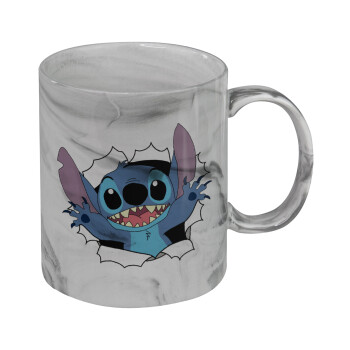 Stitch hello!!!, Mug ceramic marble style, 330ml