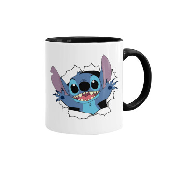 Stitch hello!!!, Mug colored black, ceramic, 330ml