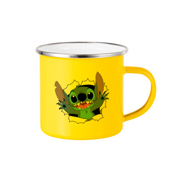 Stitch hello!!!, Yellow Enamel Metallic Cup 360ml