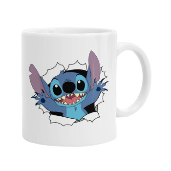 Stitch hello!!!, Ceramic coffee mug, 330ml (1pcs)