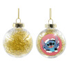 Transparent Christmas tree ball ornament with gold filling 8cm