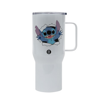 Stitch hello!!!, Tumbler με καπάκι, διπλού τοιχώματος (θερμό) 750L