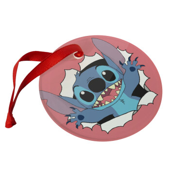 Stitch hello!!!, Christmas ornament glass 9cm